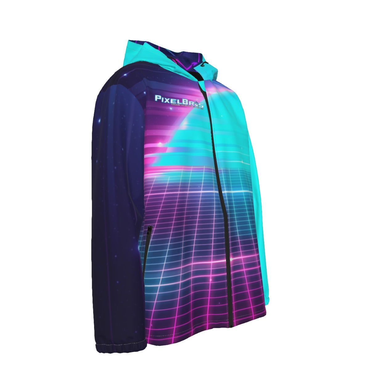 All-Over Print Men's Hooded Zipper Windproof Jacket