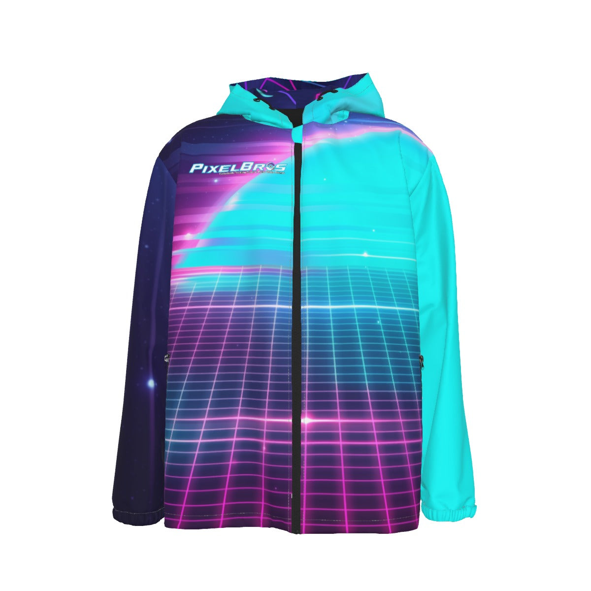 All-Over Print Men's Hooded Zipper Windproof Jacket