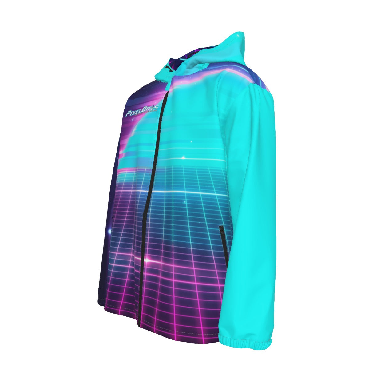 All-Over Print Men's Hooded Zipper Windproof Jacket