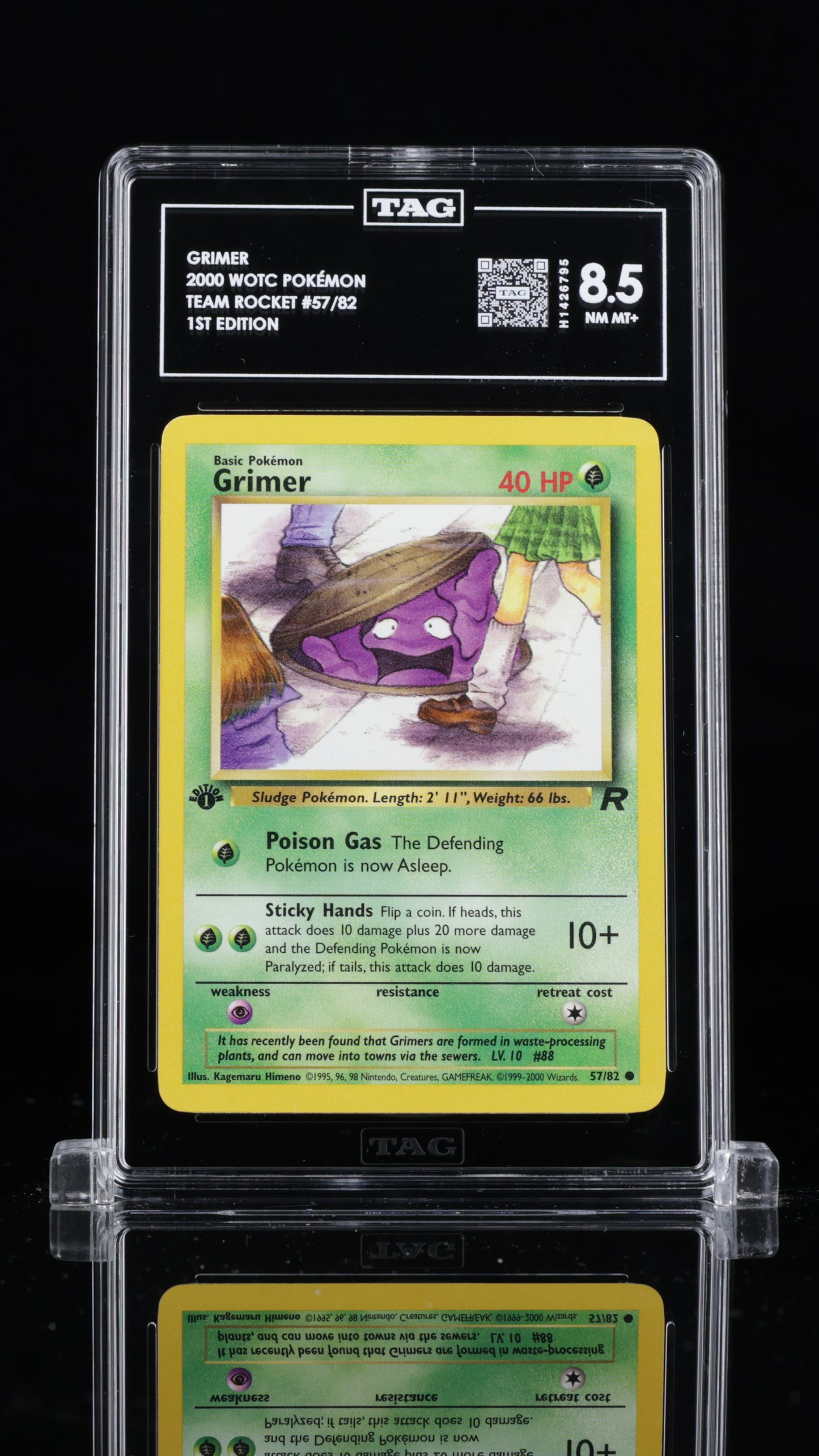 Grimer- #57 Team Rocket 1st Edition- TAG 8.5