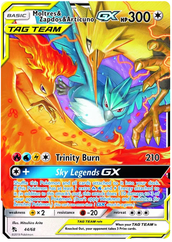 #44 Hidden Fates - Moltres & Zapdos & Articuno GX Tag Team