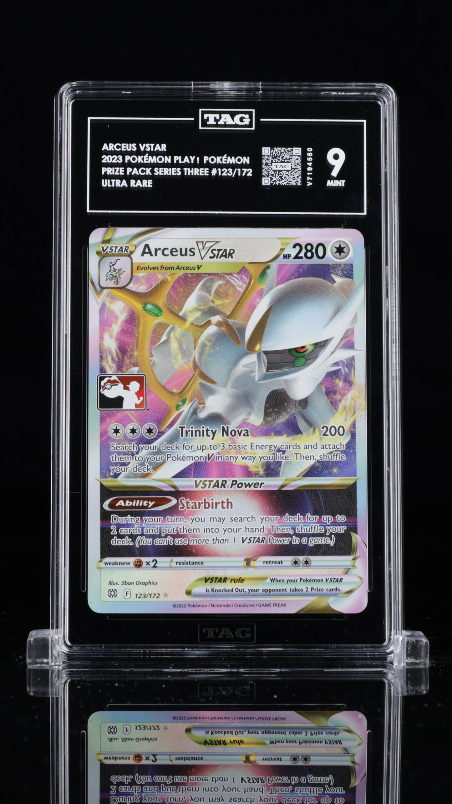 Arceus Vstar- #123 Pokemon Prize PAck Series Three- TAG 9