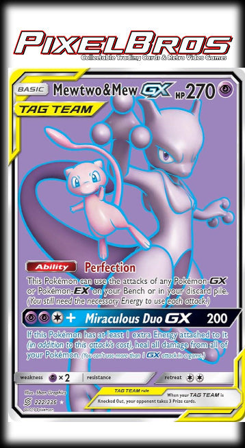 #222 Unified Minds- Mewtwo & Mew GX(LP)