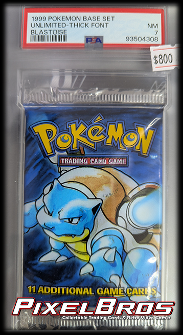 1999 Pokemon Base Set Unlimited - THICK FONT - Blastoise Pack - PSA 7