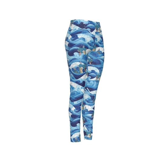 All-Over Print Women's High Waist Leggings | Side Stitch Closure