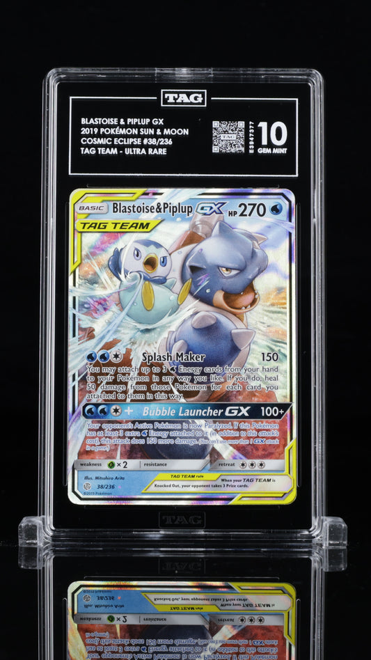 Blastoise & Piplup GX- #38 Cosmic Eclipse- TAG 10