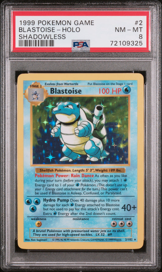 Blastoise Holo - Base Set Shadowless - #2 PSA 8