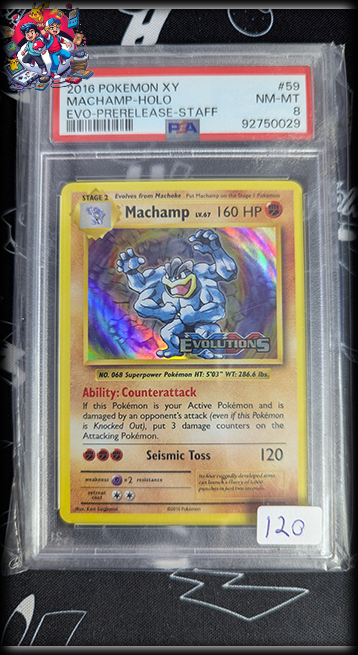 Machamp Holo - XY Evolutions - Prerelease Staff ? - PSA 8