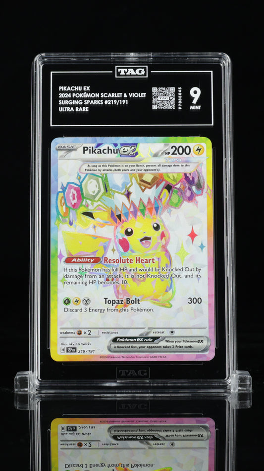 Pikachu EX- #219 Surging Sparks- TAG 9