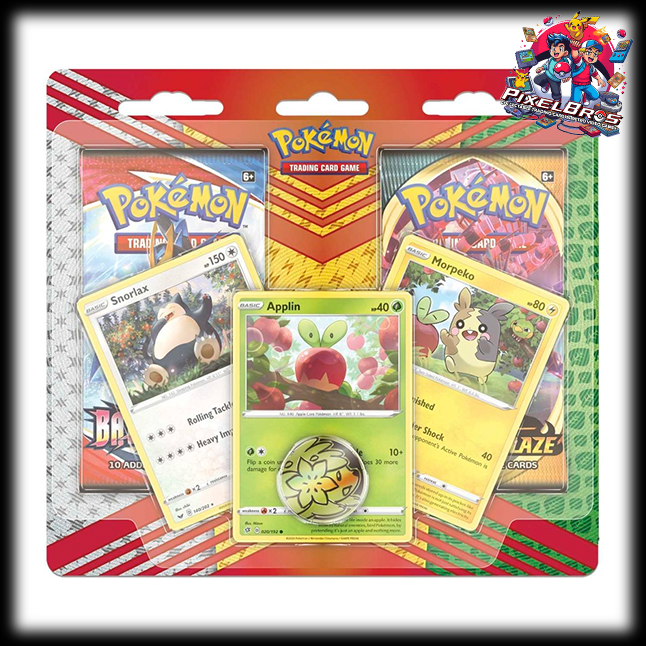 Snorlax, Morpeko & Applin Cards with 2 Booster Packs & Coin