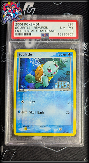 Squirtle Reverse Foil #63 - EX Crystal Guardians - PSA 8