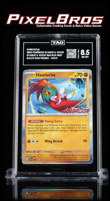 #007 Hawlucha- Scarlet & Violet Stamped Promo- TAG 8.5